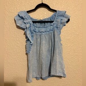Light Blue Ruffled Women's Top